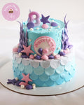 Pastel Mermaid Theme 8th Birthday Cake