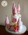 Enchanted Pink Petal Princess Castle Cake