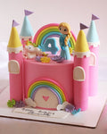 Rainbow Princess Castle Cake