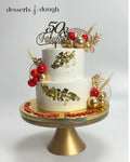 Elegant 50th Birthday Cake – Luxury Gold & Red Celebration Cake