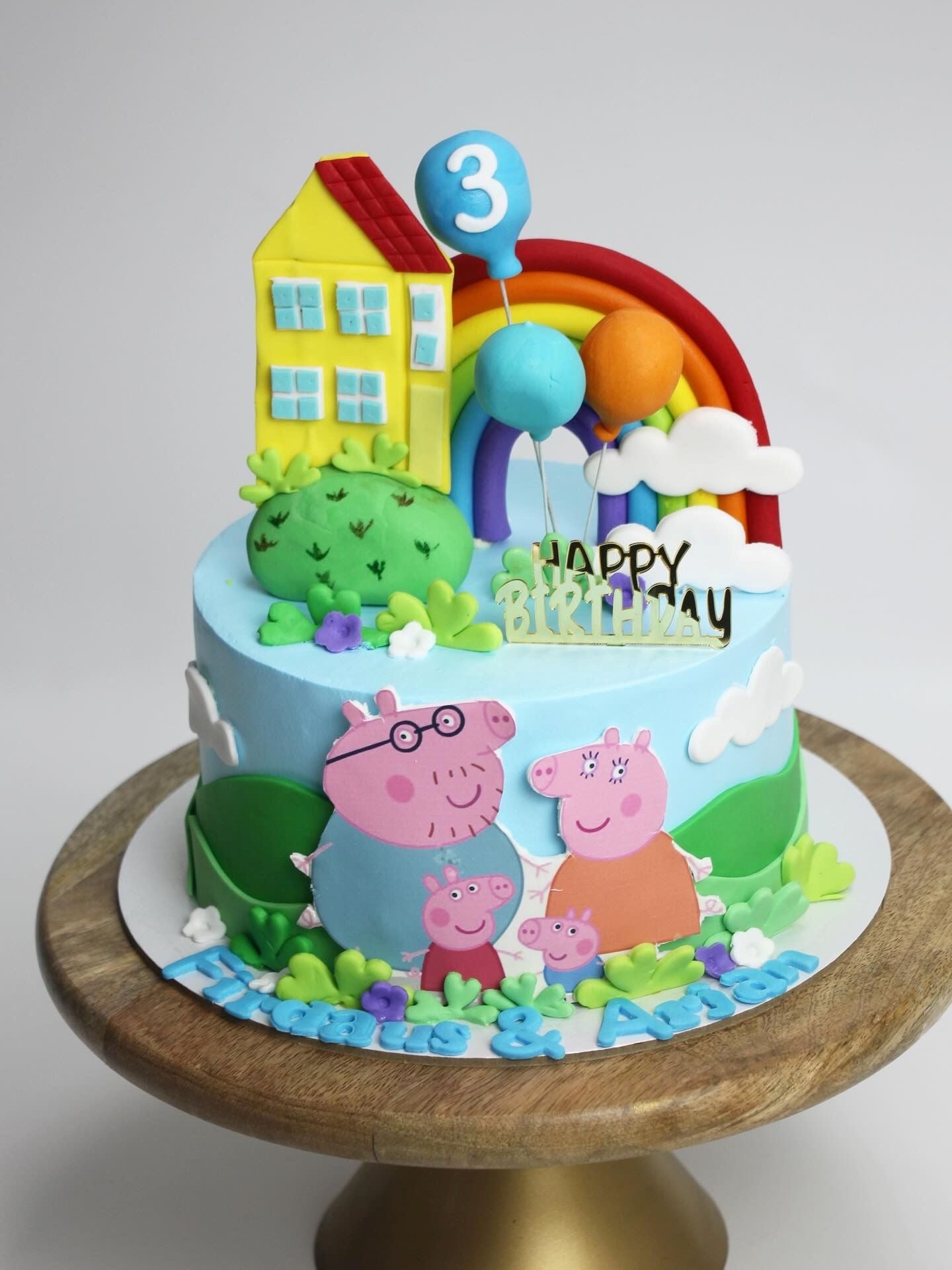 Colorful Peppa Pig Kids Theme Cake
