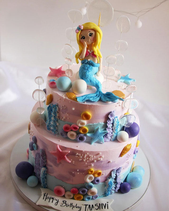 Dreamy Pastel Mermaid Tier Cake
