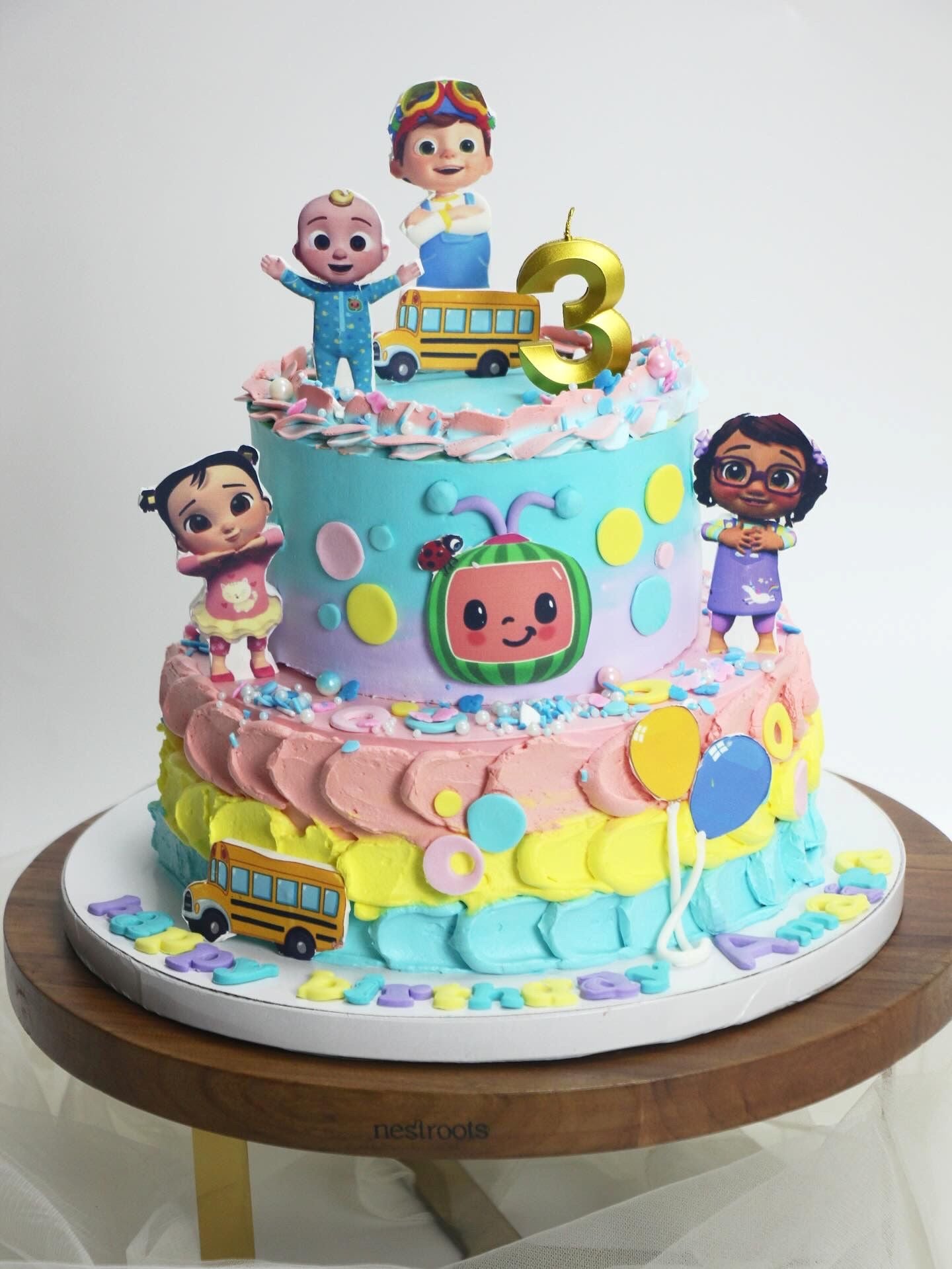 Colorful Cocomelon Kids Theme Cake