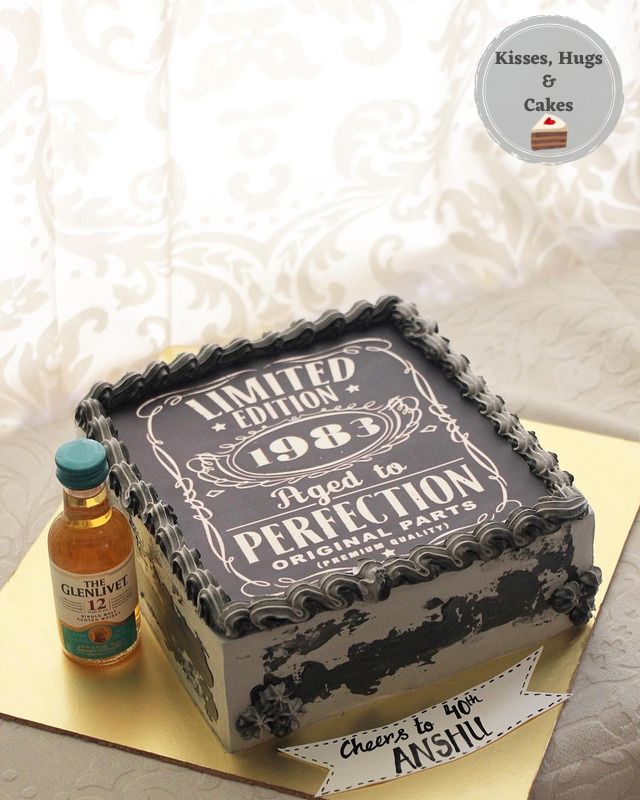 Vintage Whiskey Theme Birthday Cake