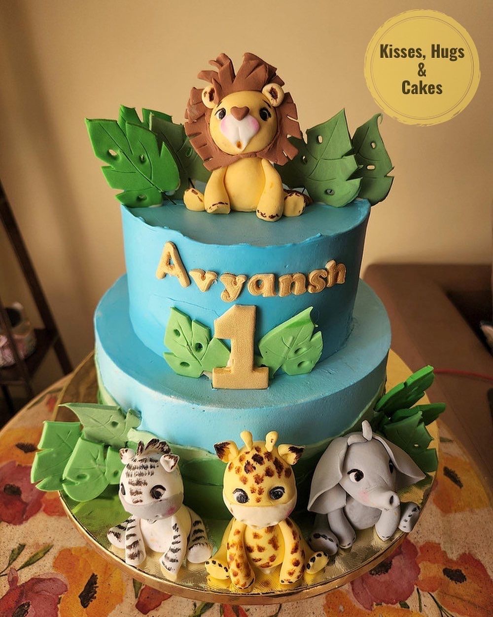 Jungle Theme First Birthday Cake