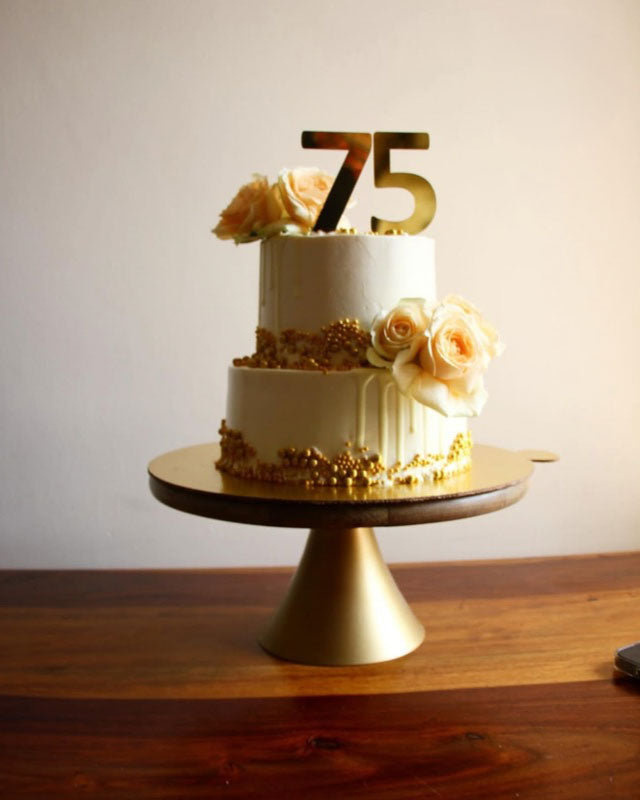 Elegant Gold & Ivory Milestone Cake