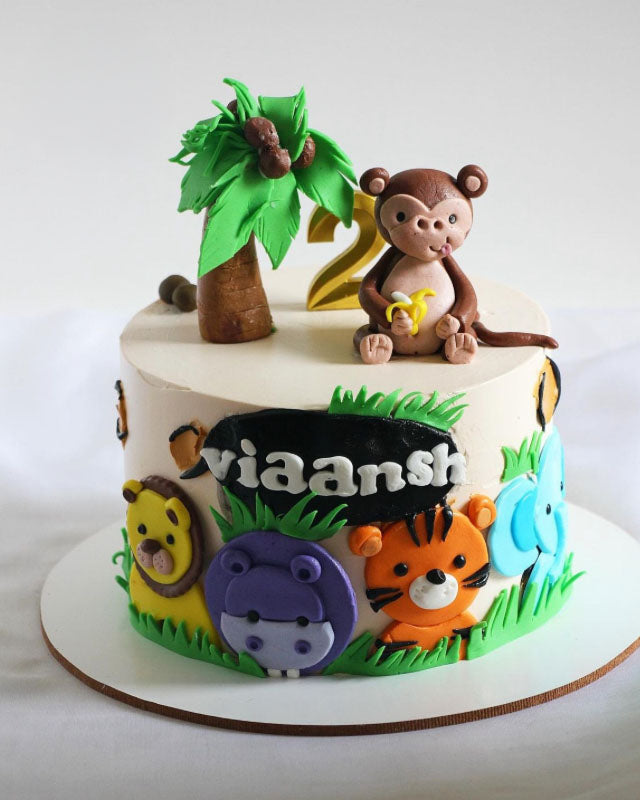 Jungle Safari Theme Birthday Cake