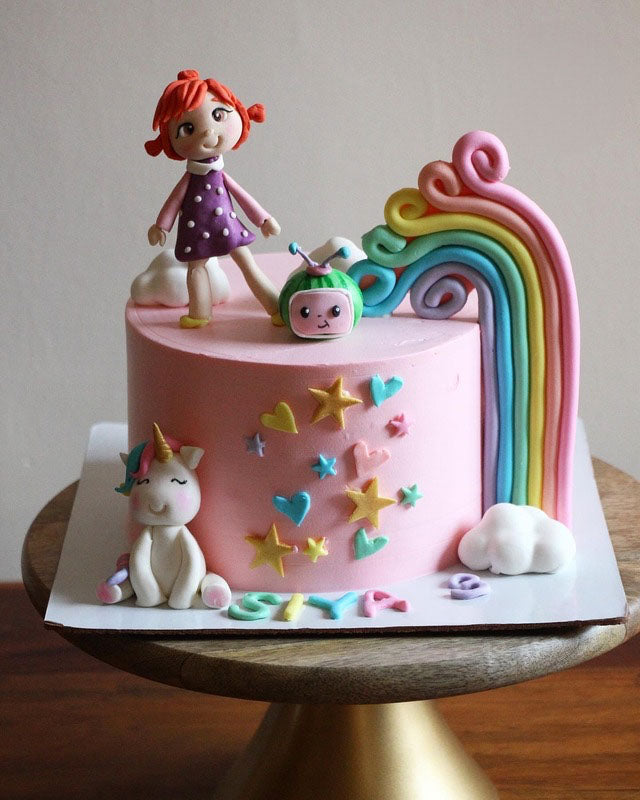 Pastel Rainbow Unicorn Theme Cake