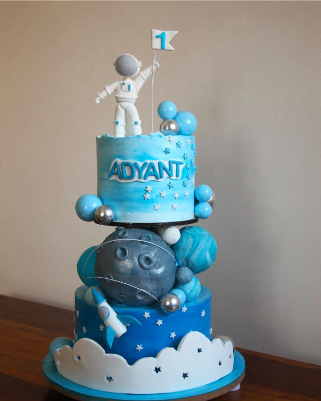 Space Explorer First Birthday Cake