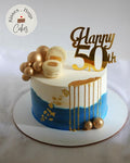 Elegant 50th Birthday Gold Drip Cake