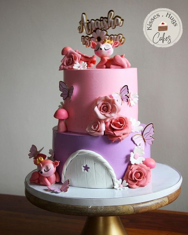 Deer Theme First Birthday Cake