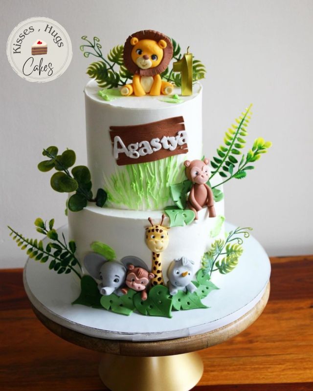 Safari Jungle First Birthday Cake