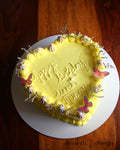 Heart Shape Yellow Birthday Cake for Mom