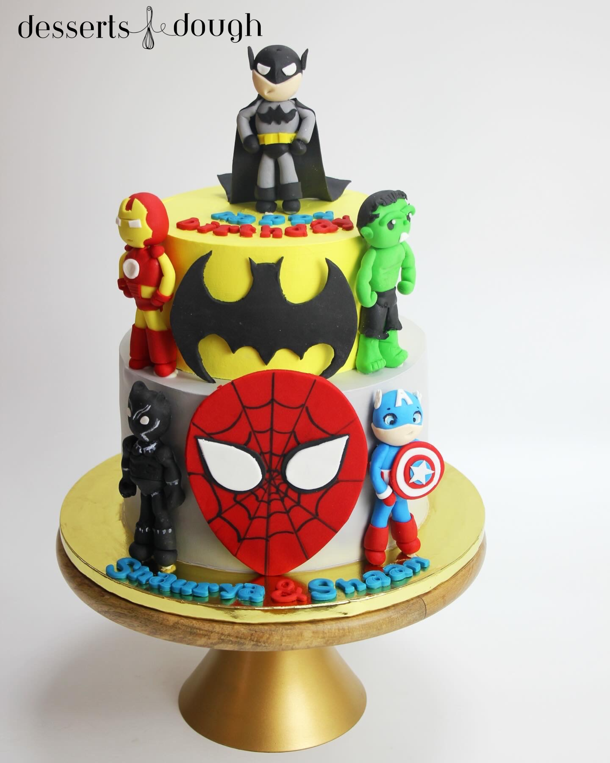 Earth’s Mightiest Two-Tier Superhero Assembly Cake