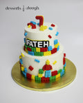 Lego Theme 7th Birthday Cake – Colorful Building Blocks Kids Cake