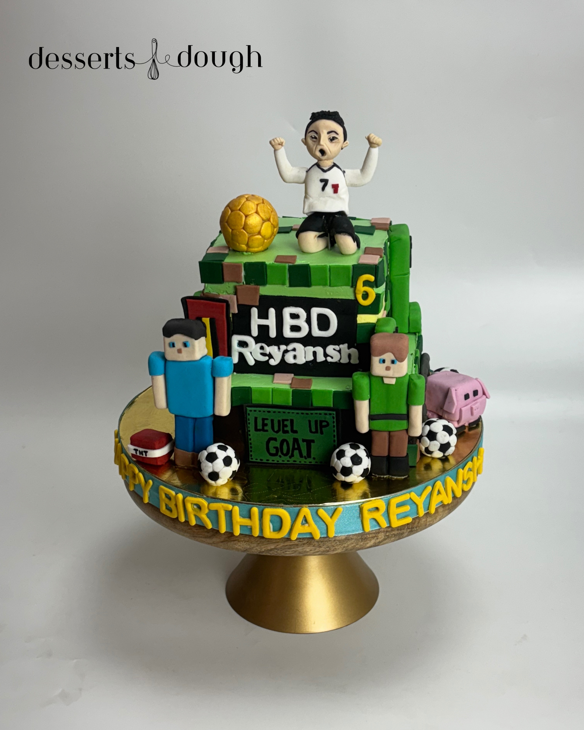 Minecraft x Football "Level Up" GOAT Cake