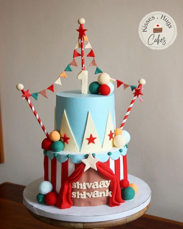 Circus Theme First Birthday Cake