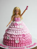 Pink Perfection Ruffled Doll Ballgown Cake