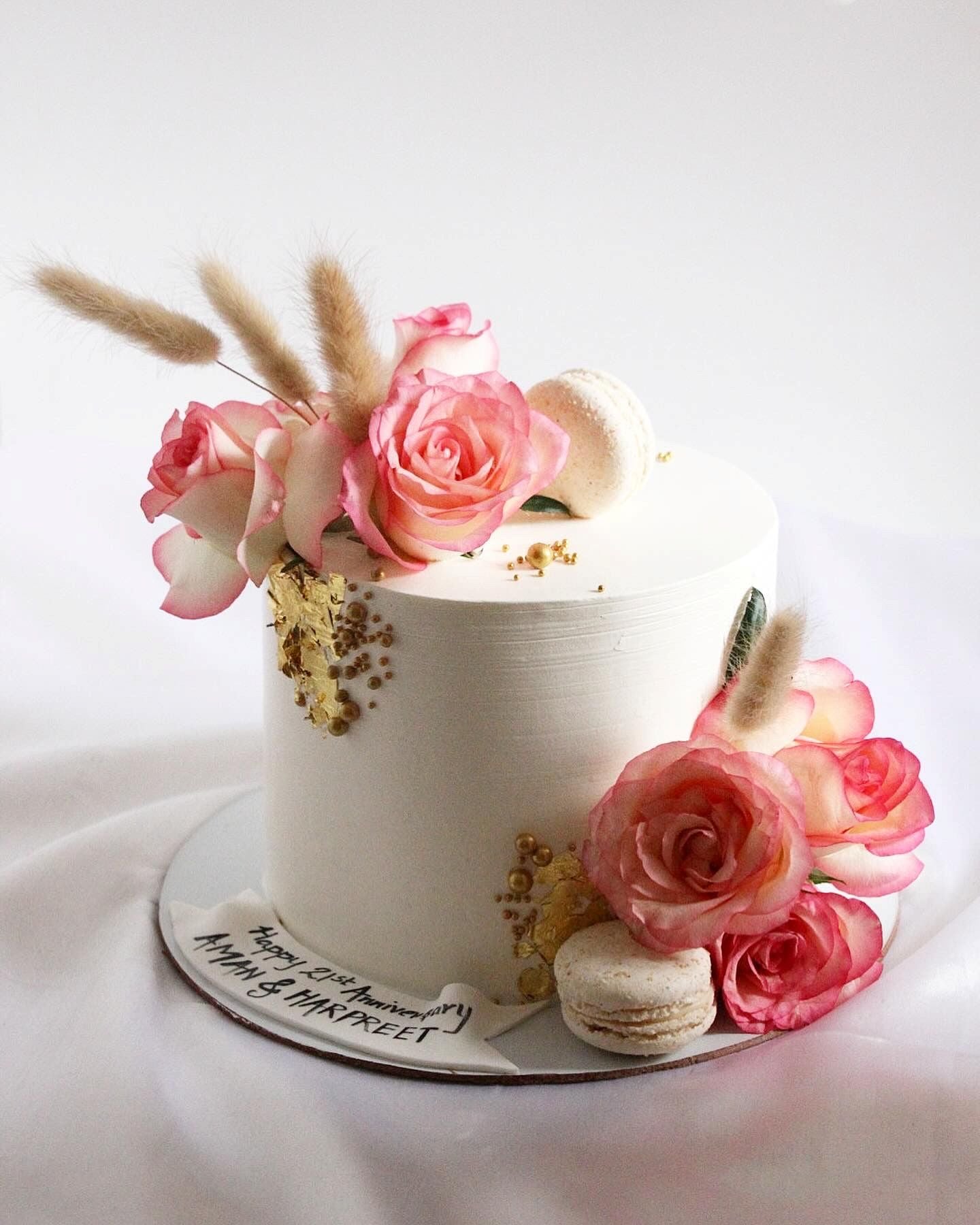 Elegant Floral Anniversary Cake