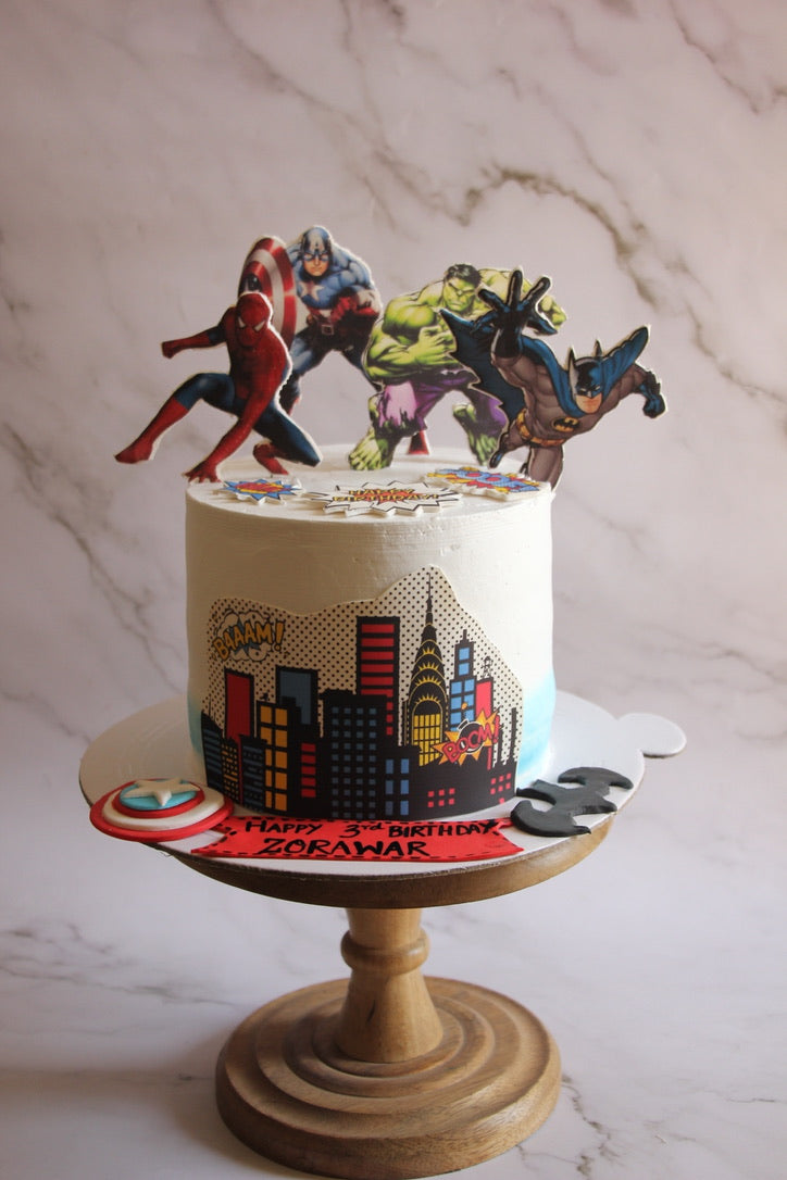 Superhero Cityscape Birthday Cake