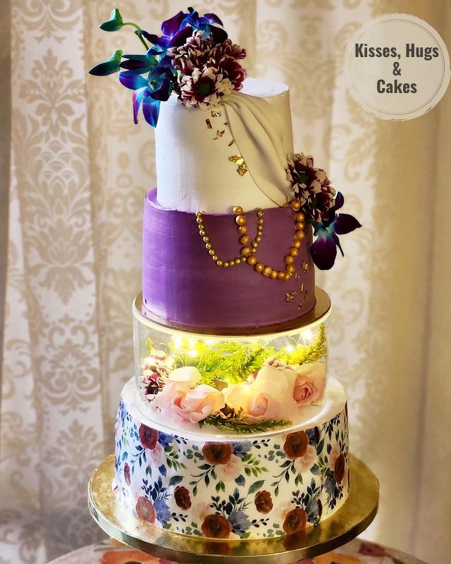 Luxury Floral LED Wedding Cake