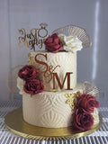 Elegant Engagement Cake – Luxury Two-Tier Floral Proposal Cake