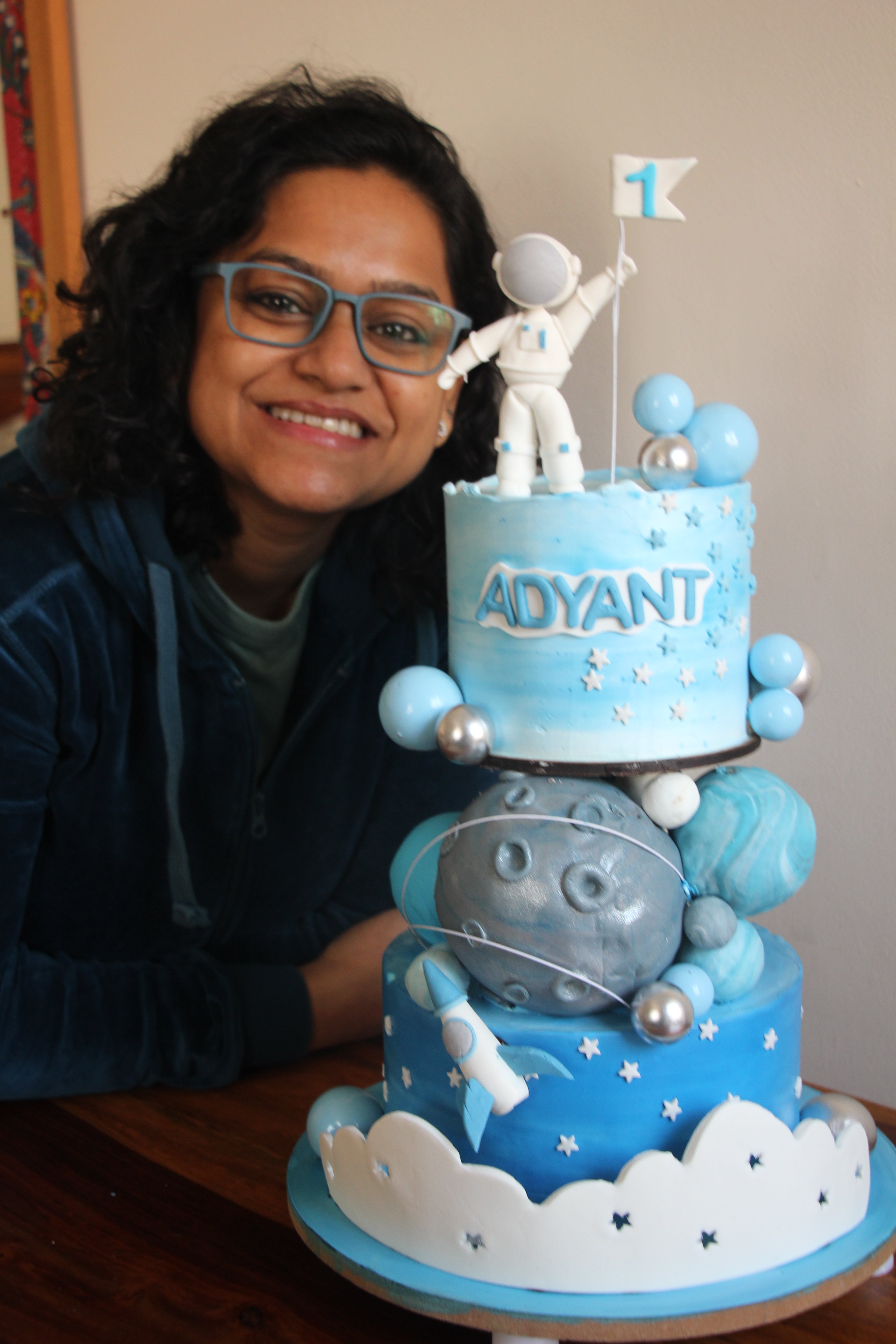 Gravity-Defying Galactic Moon Mission Cake