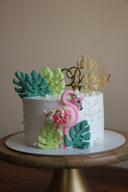Tropical Paradise Floral Flamingo Artisan Cake
