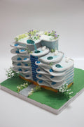Luxury Architectural Building Cake with Waterfall | Custom Designer Cake