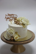 Elegant White Anniversary Cake
