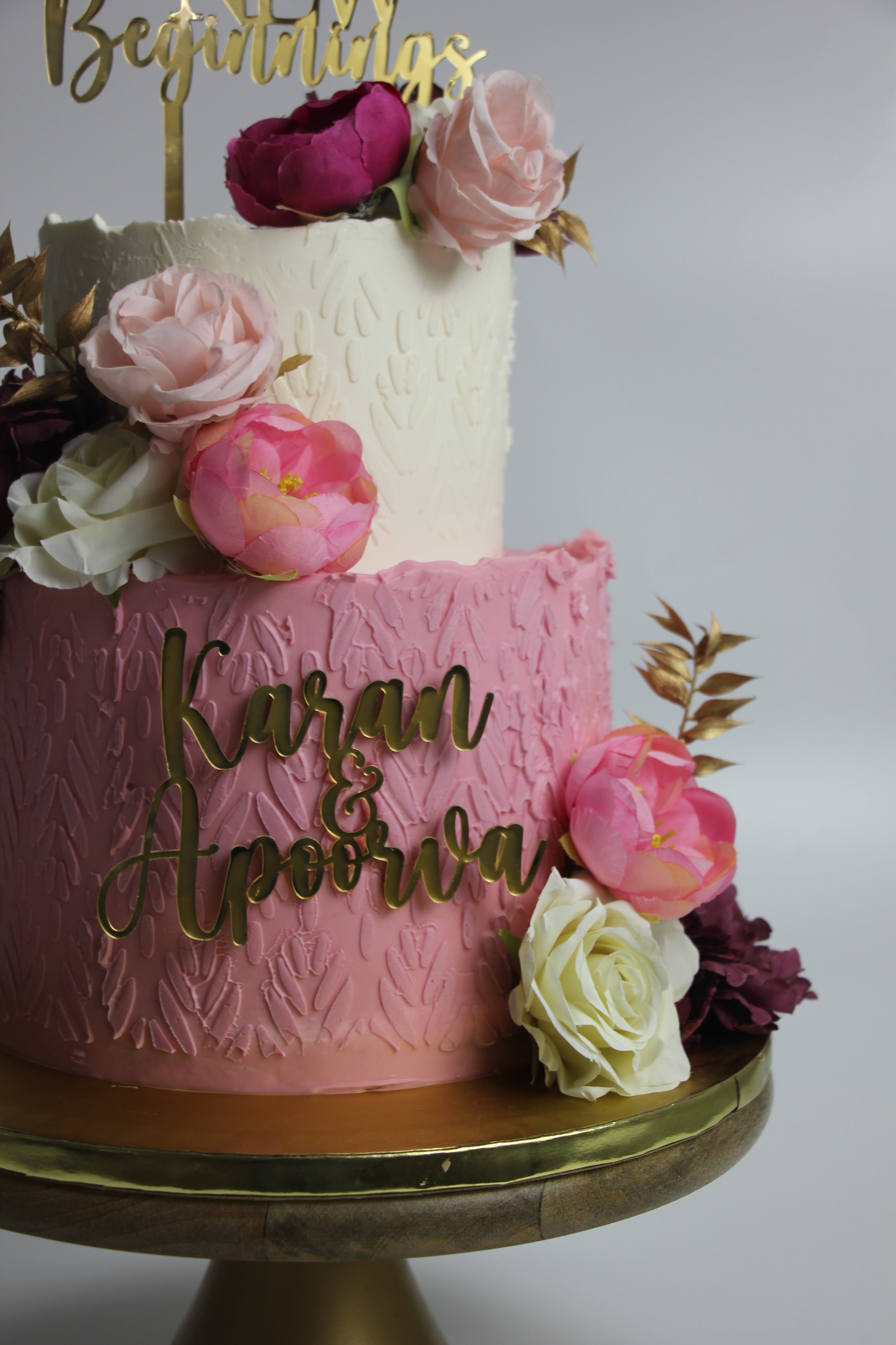New Beginnings Two-Tier Textured Rose Cake