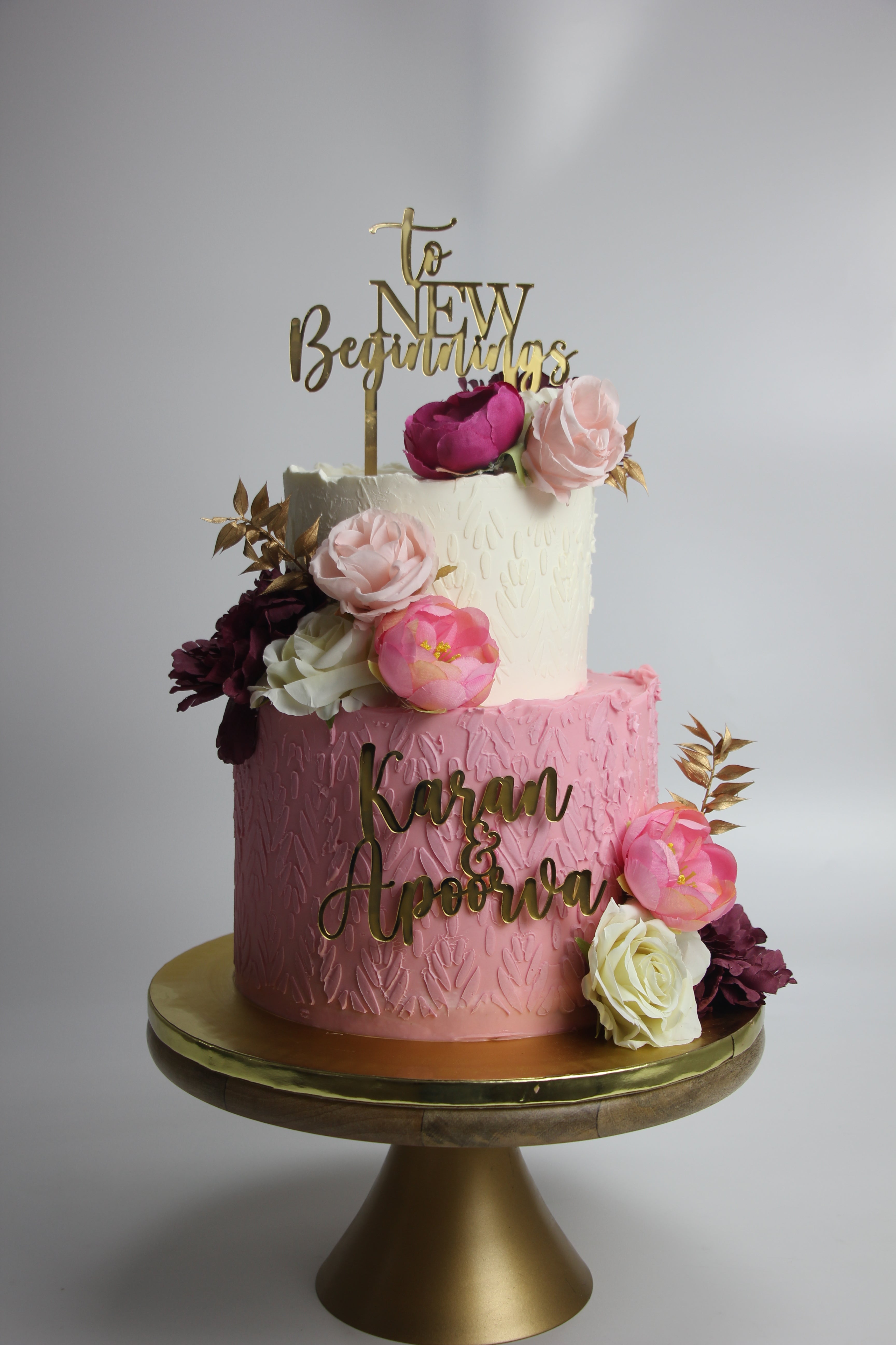 New Beginnings Two-Tier Textured Rose Cake