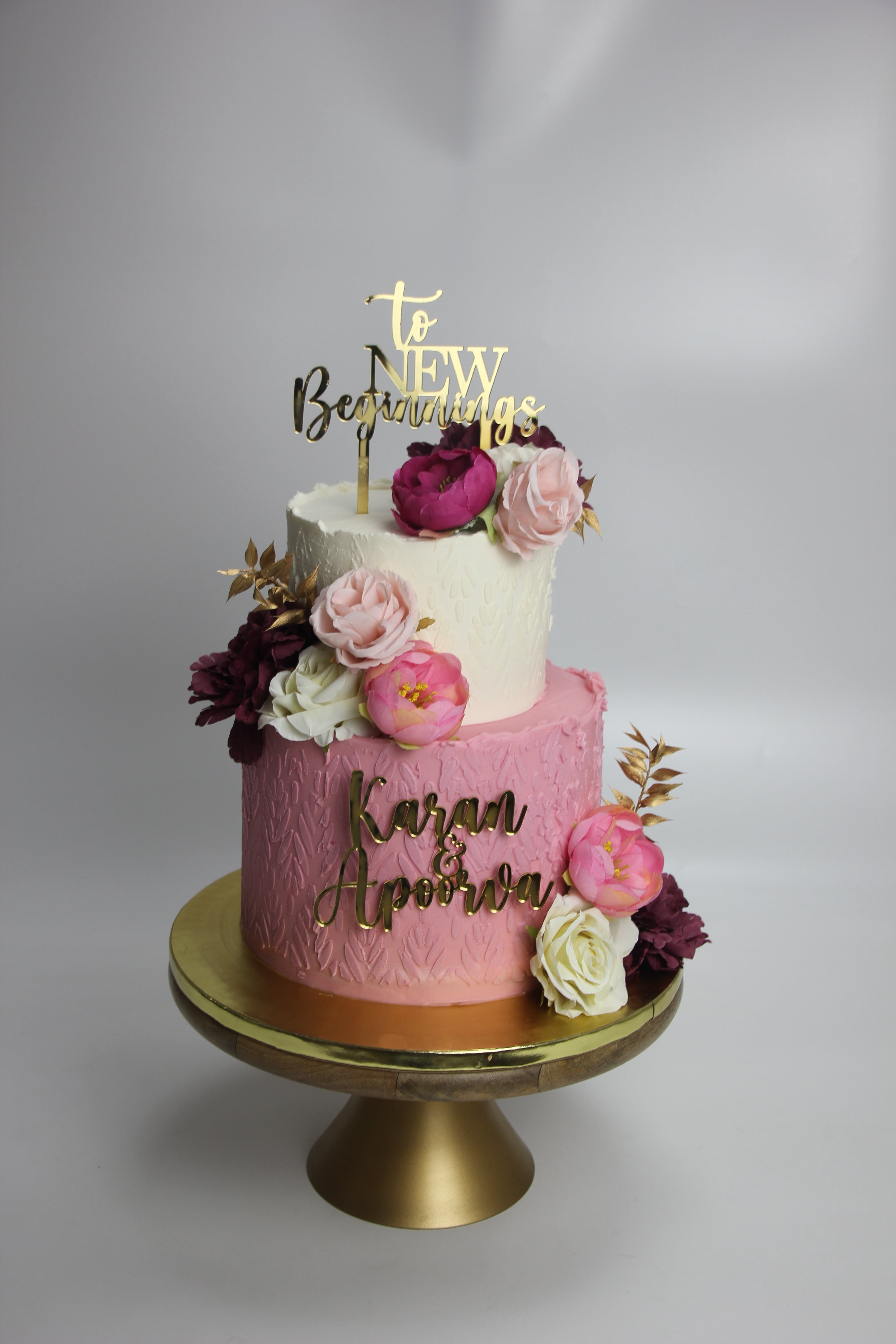 New Beginnings Two-Tier Textured Rose Cake