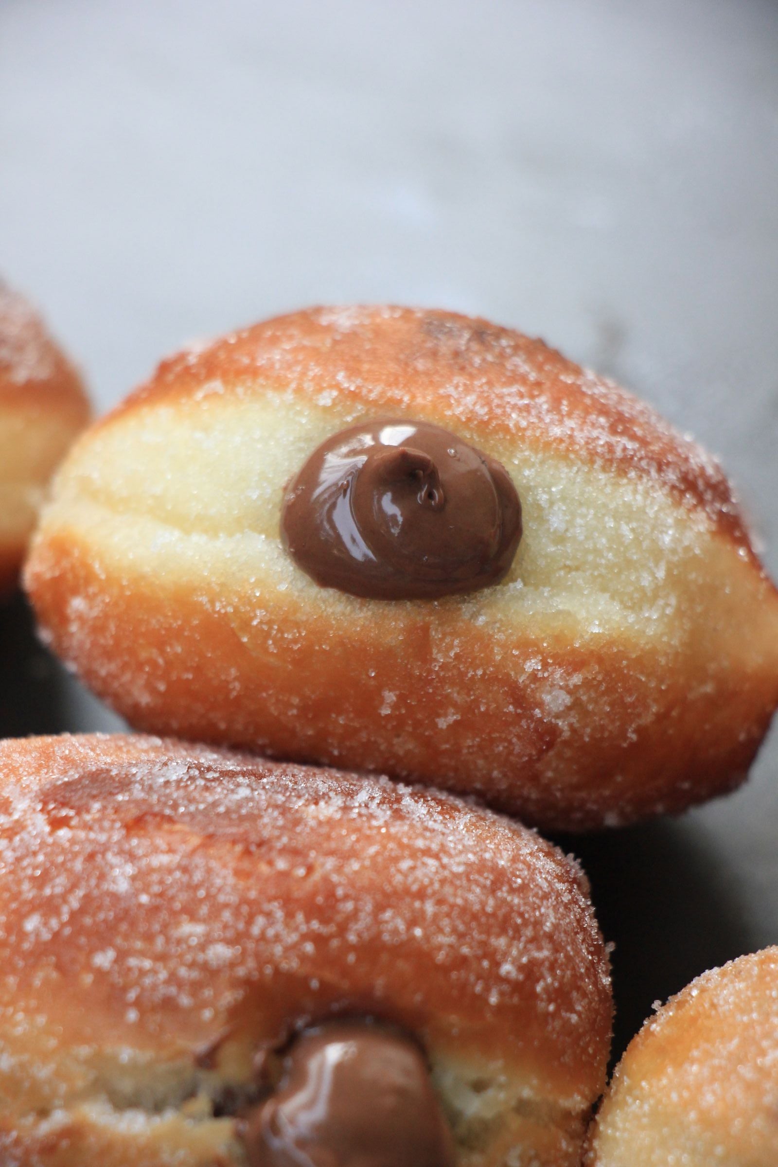 Sugar-Coated Nutella Filled Donuts | Soft Fresh Chocolate Donuts