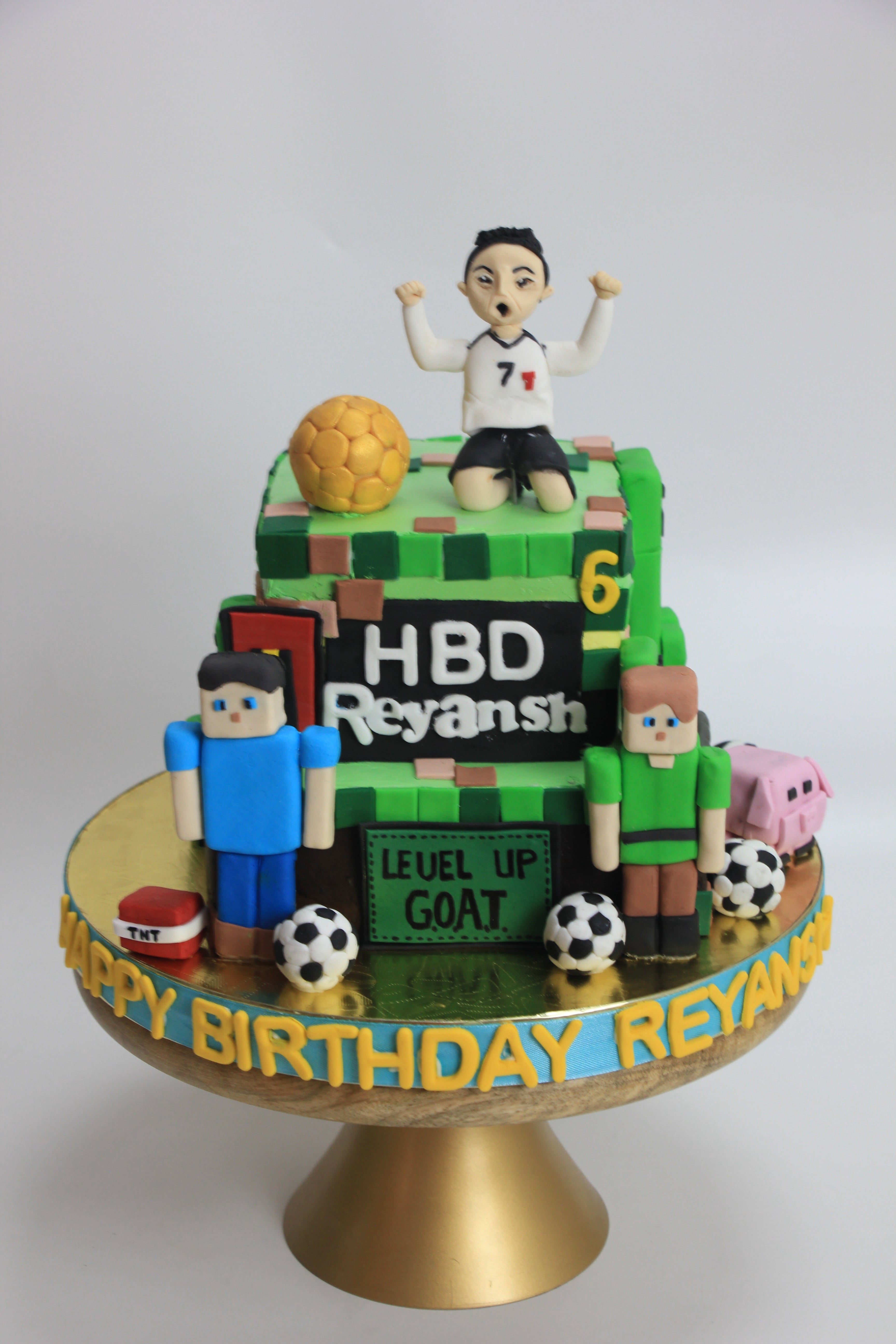 Minecraft x Football "Level Up" GOAT Cake