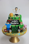 Minecraft & Football Theme Birthday Cake – Gamer Kids Celebration Cake