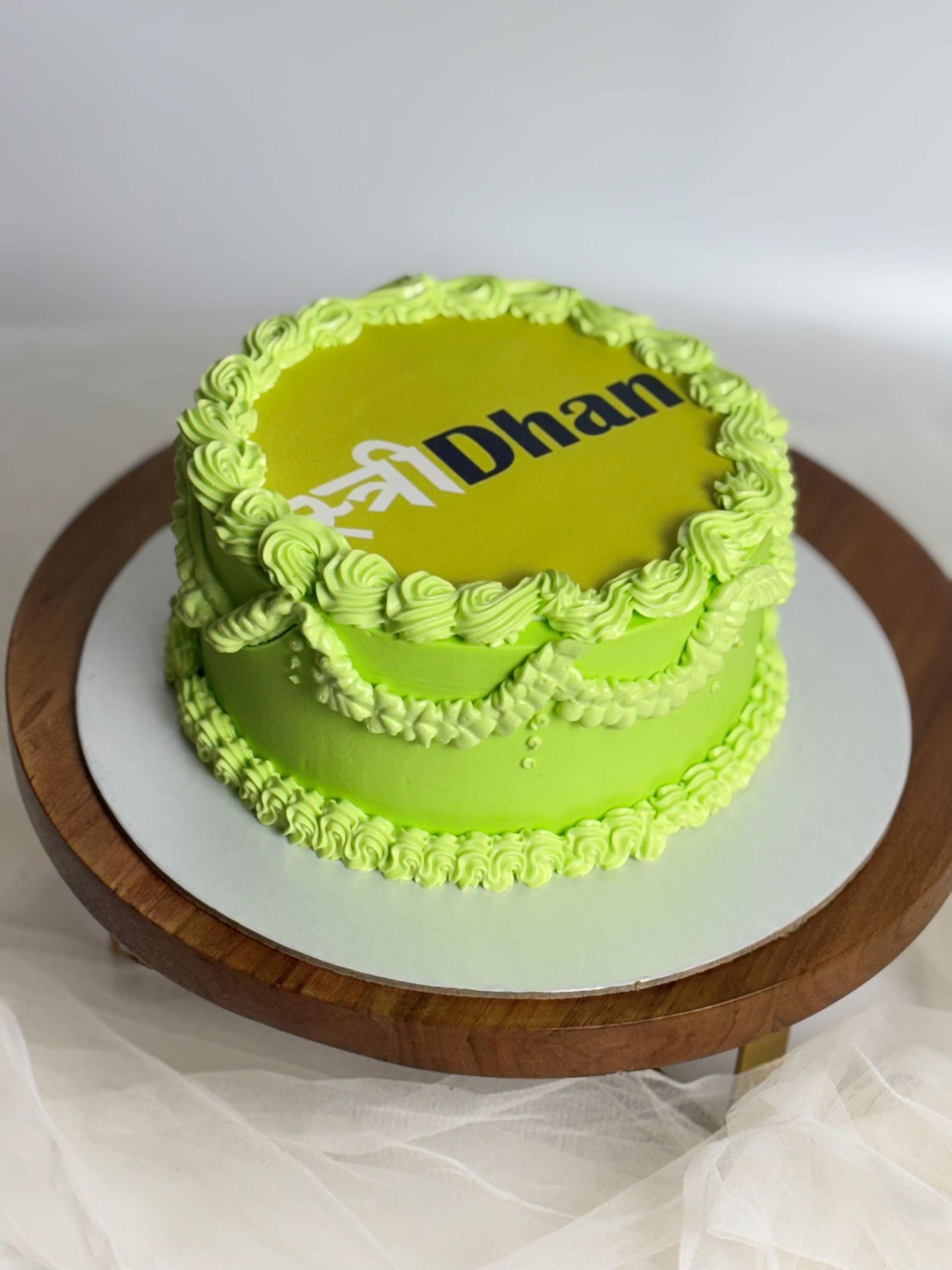 Corporate Logo Cake with Vintage Piping | Custom Business Celebration Cake