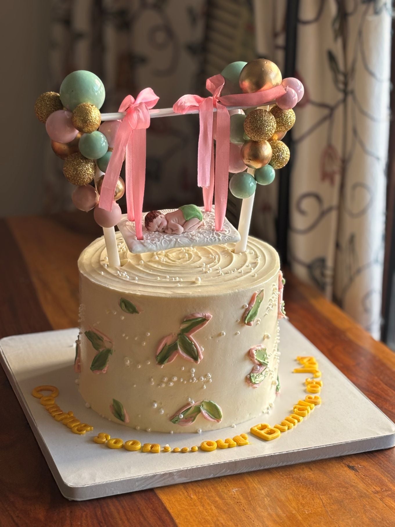 Sleeping Baby Cradle Theme Cake