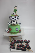 Football Theme Tier Birthday Cake with Cakesicles | Custom Soccer Cake