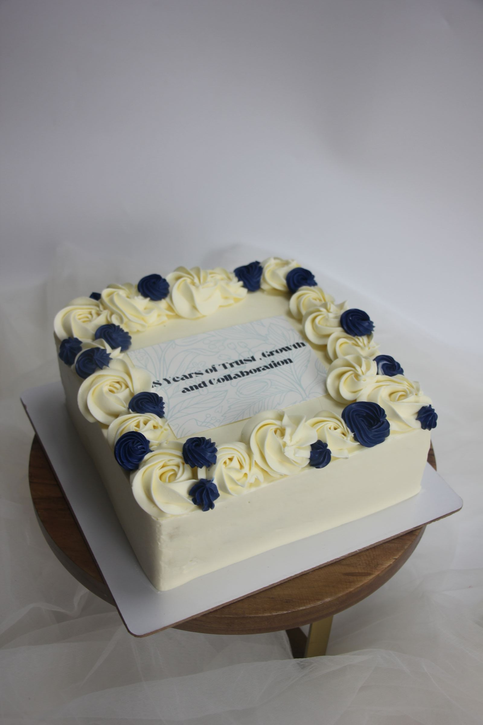 Corporate Appreciation Cake with Floral Piping | Custom Business Celebration Cake
