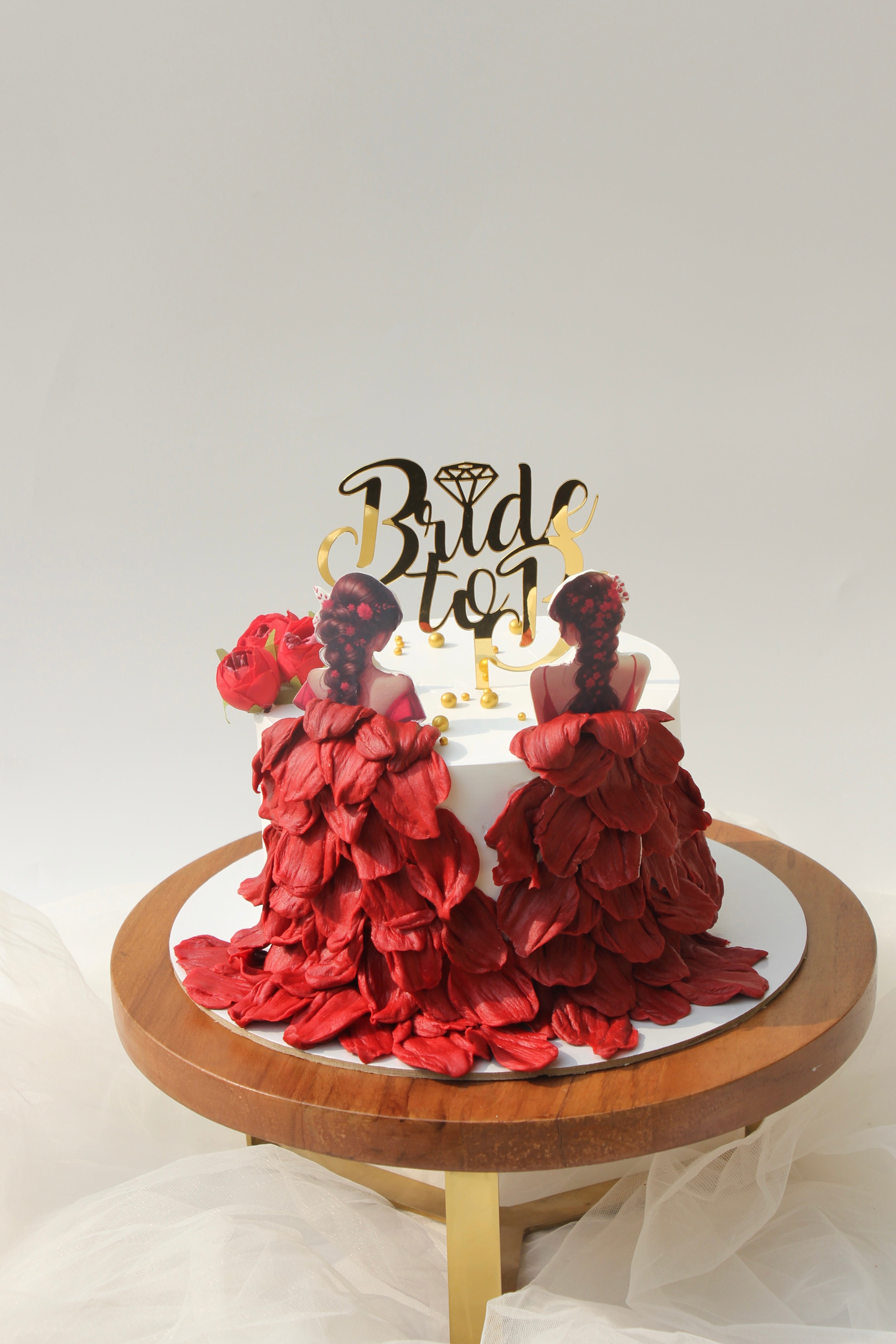 Bride-to-Be Dual-Petal Couture Cake