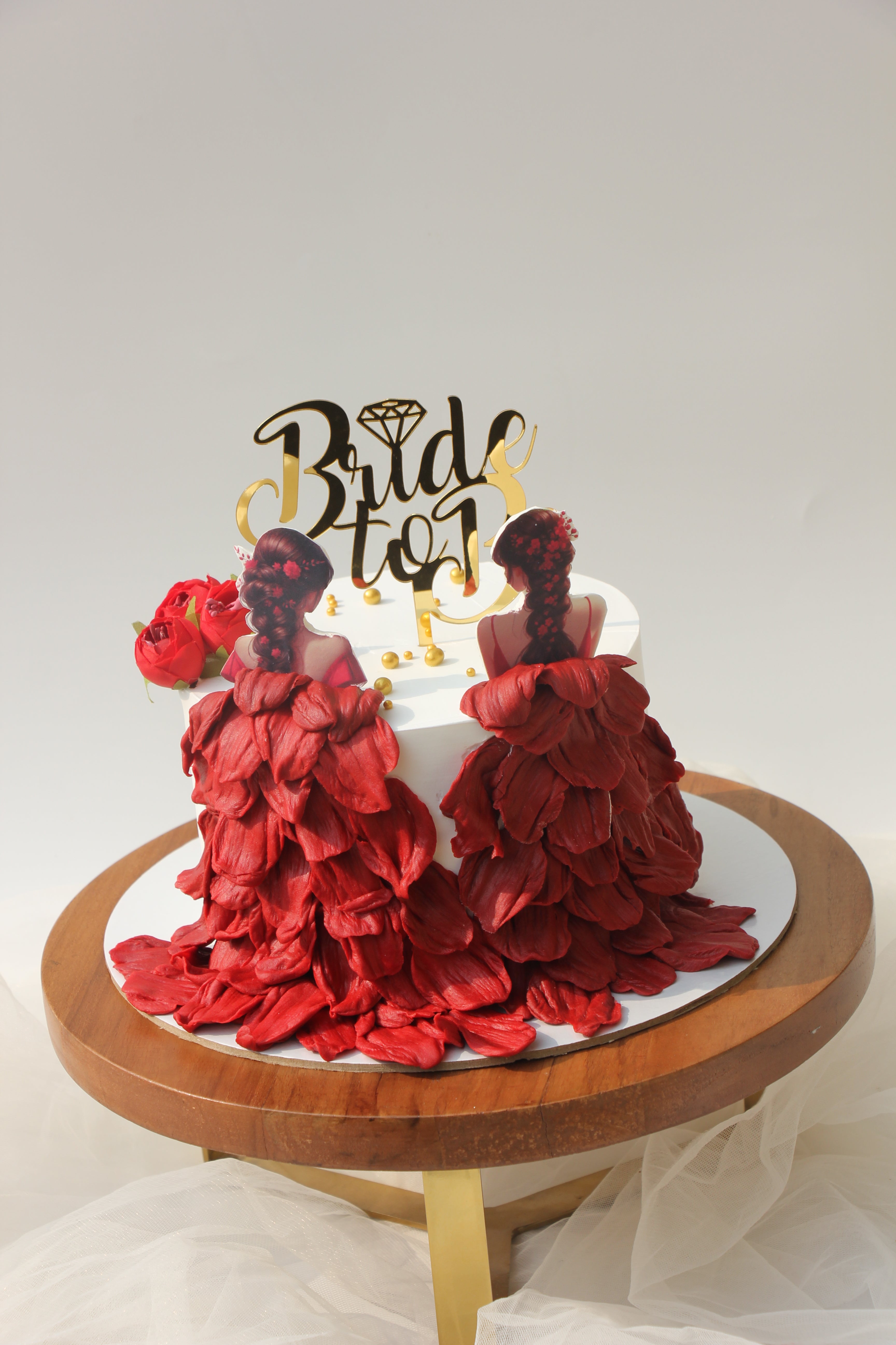 Bride-to-Be Dual-Petal Couture Cake