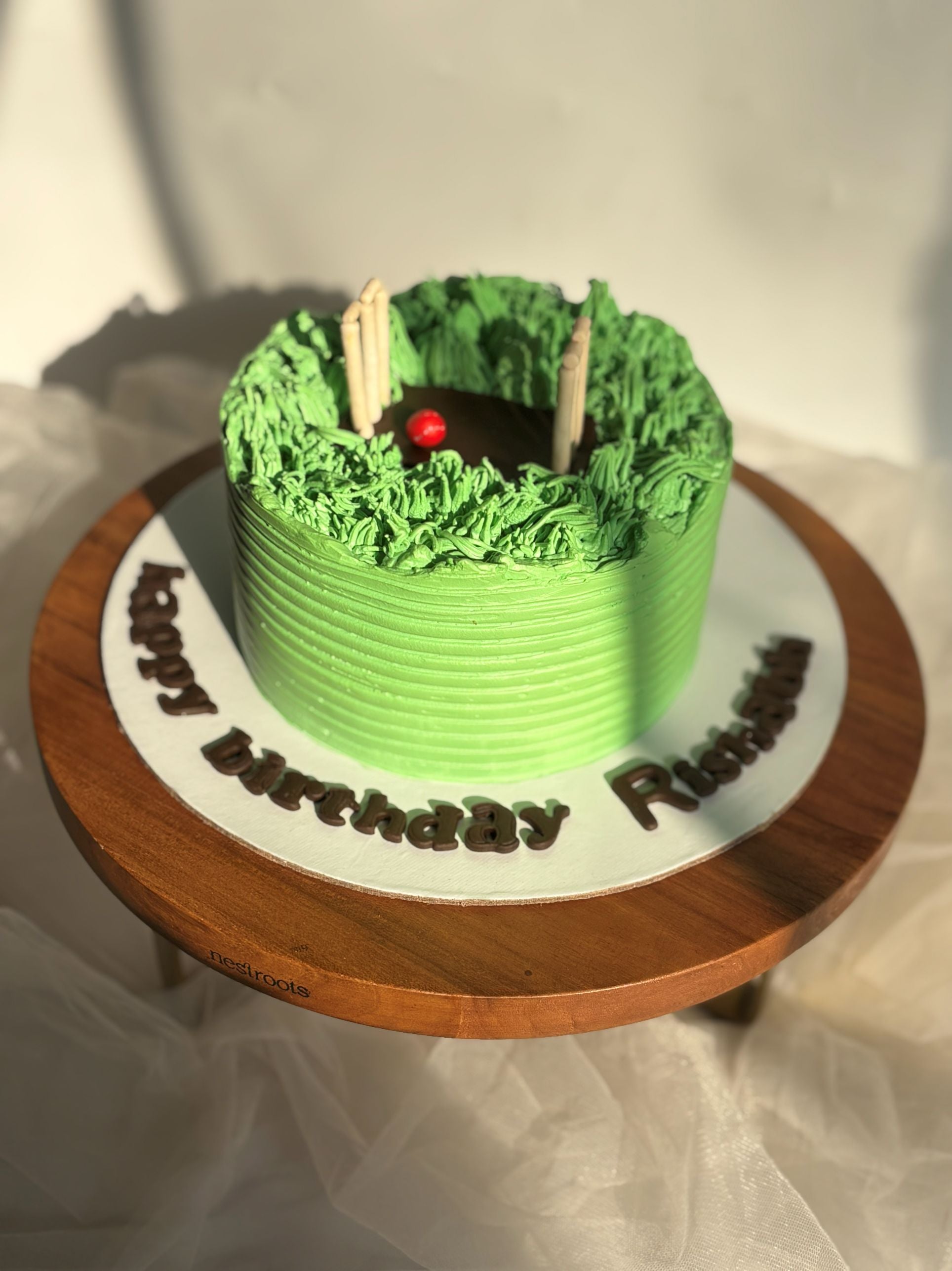 Cricket Pitch Theme Birthday Cake – Minimalist Cricket Lover Cake