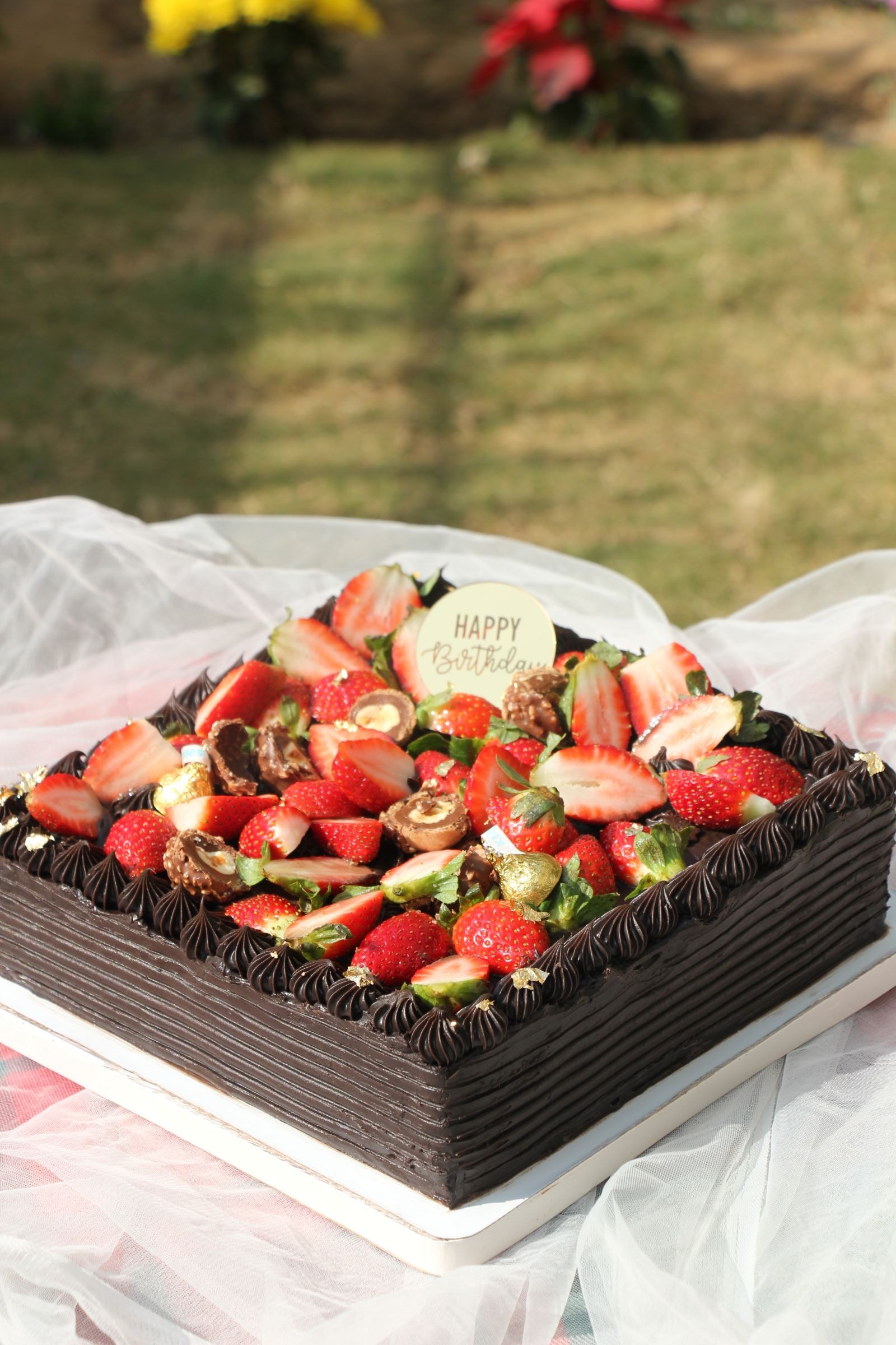 Chocolate Strawberry Birthday Cake with Ferrero Rocher | Luxury Celebration Cake