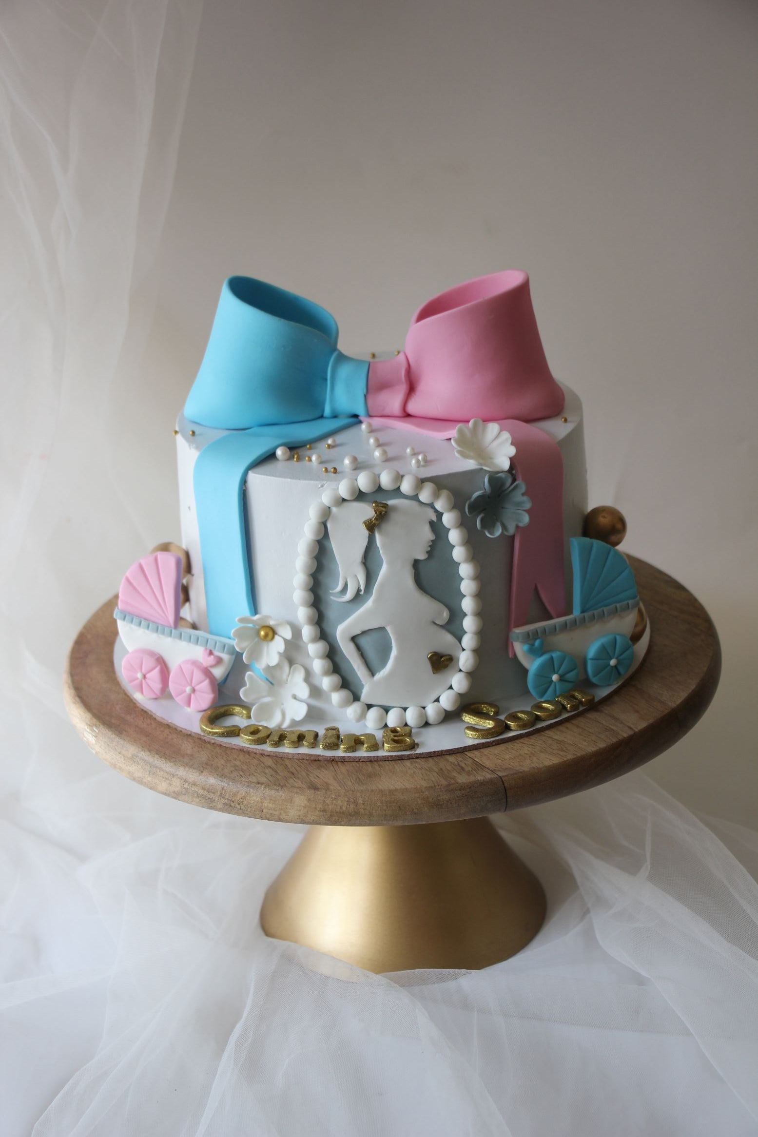 Mom-to-Be Baby Shower Cake in Pink & Blue