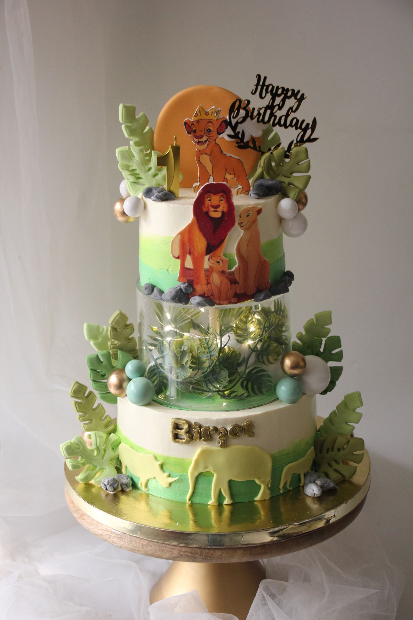 Lion King Jungle Theme 1st Birthday Cake