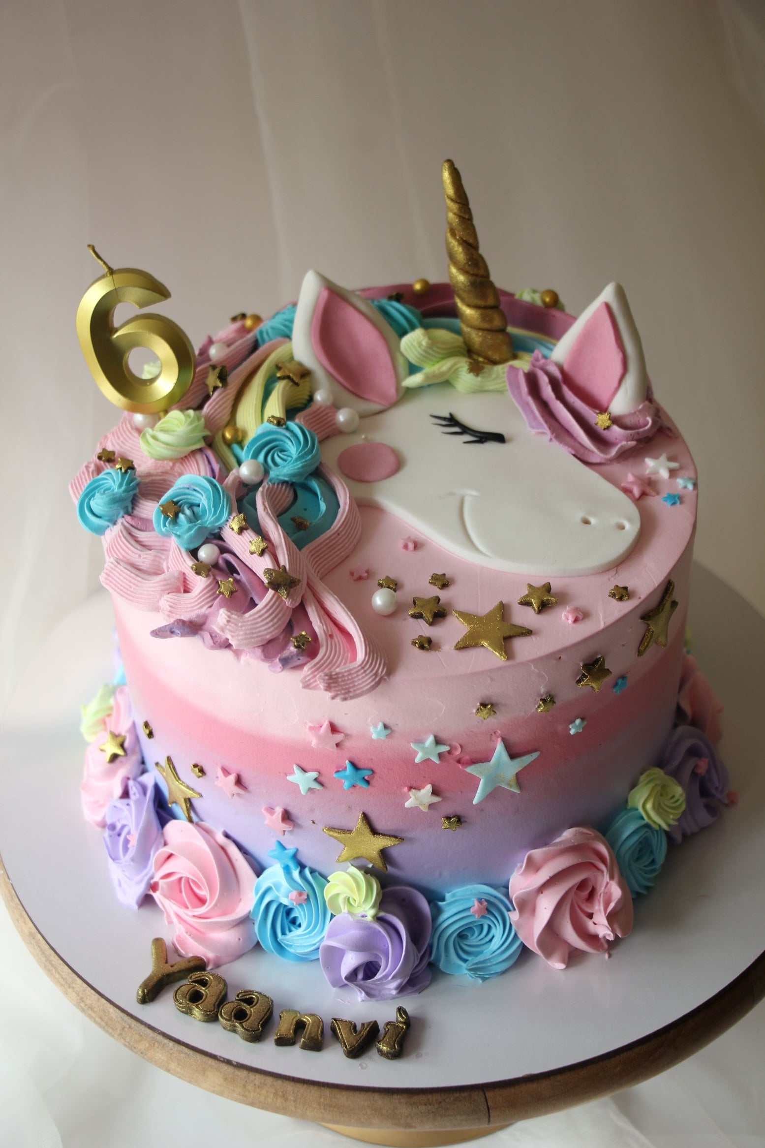 Unicorn Face 6th Birthday Cake