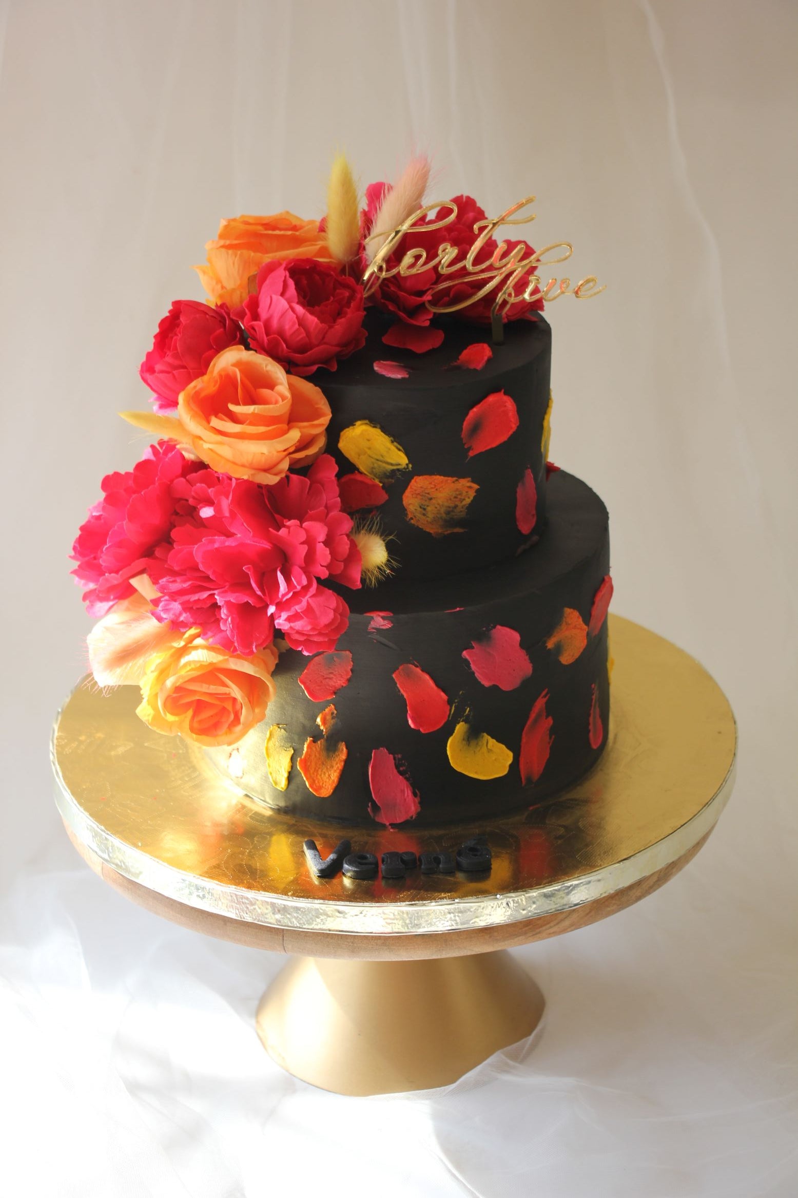 Black Floral Designer Celebration Cake