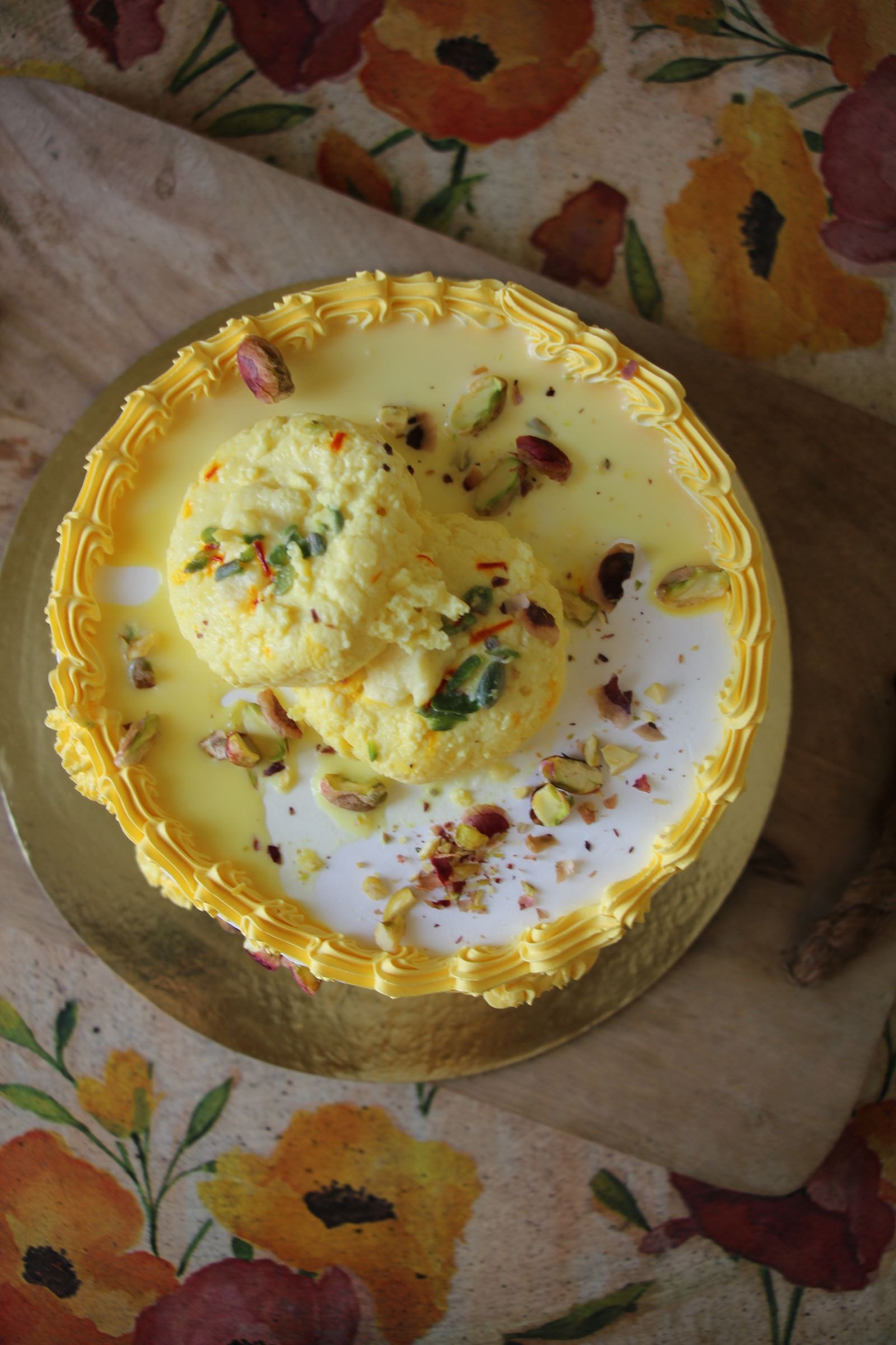 Rasmalai Cake | Indian Fusion Saffron Pistachio Celebration Cake