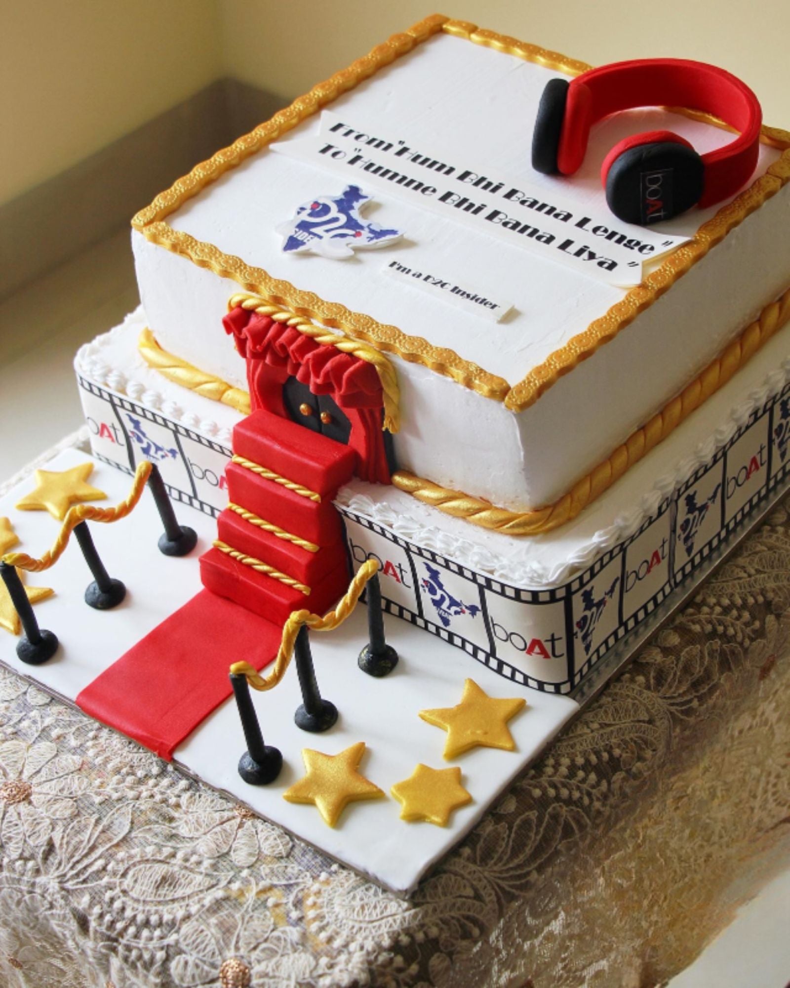 Luxury Entertainment Theme Cake with Red Carpet | Custom Celebration Cake